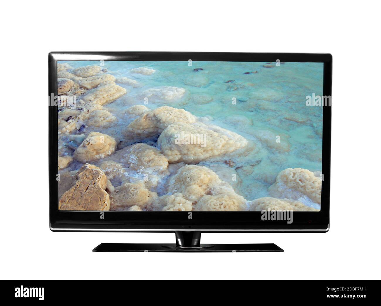 tv with the Dead sea  view Stock Photo