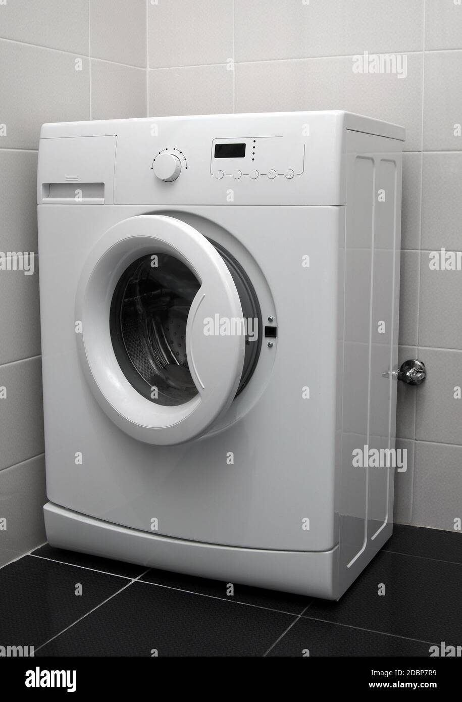 washing machine in the bathroom Stock Photo Alamy