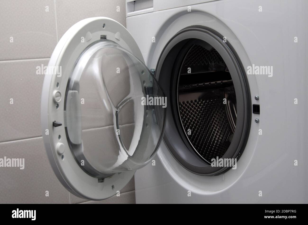 washing machine in the bathroom Stock Photo Alamy