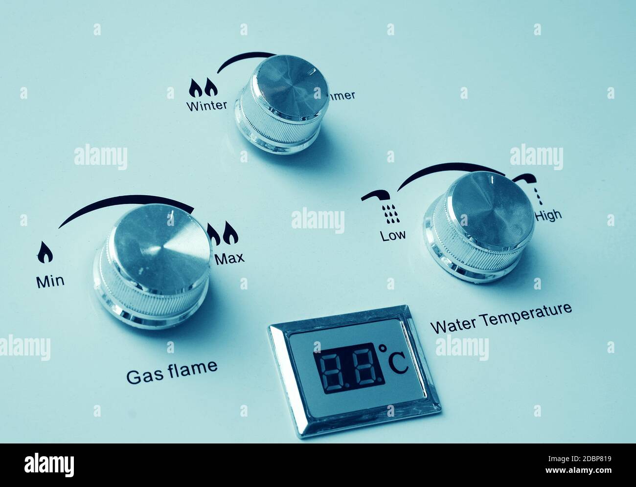 gas and water heater controls closeup Stock Photo Alamy