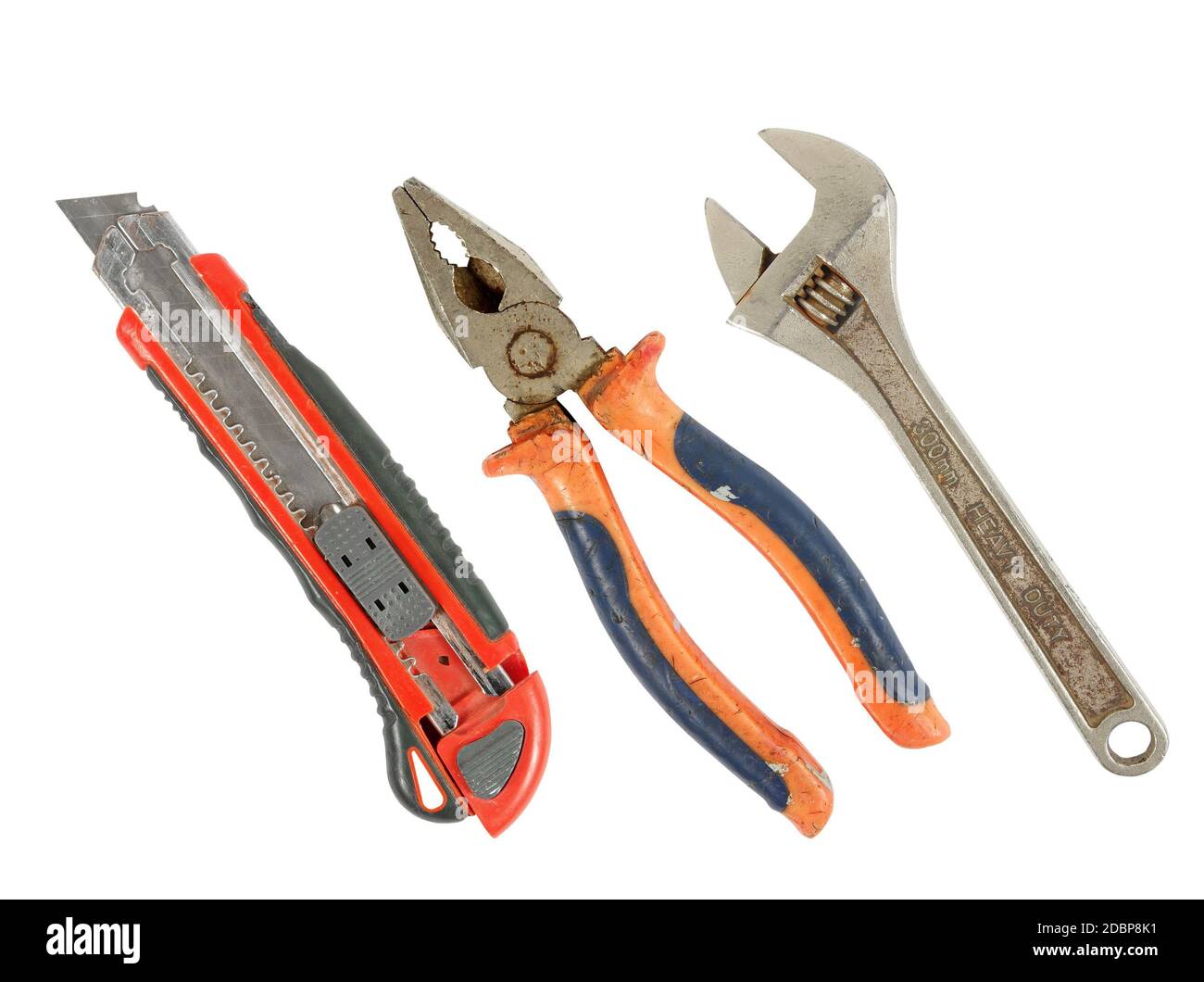 old and rusty tools on white Stock Photo