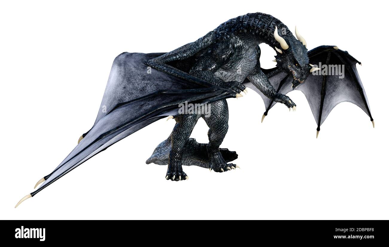 3D rendering of a fantasy dragon isolated on white background Stock ...