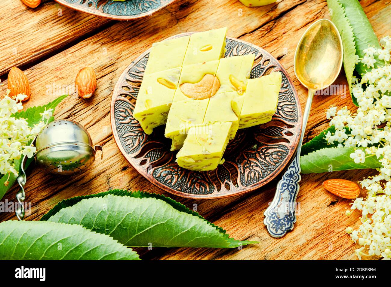 Traditional sweet oriental halva dessert.Diet halva or halvah Stock