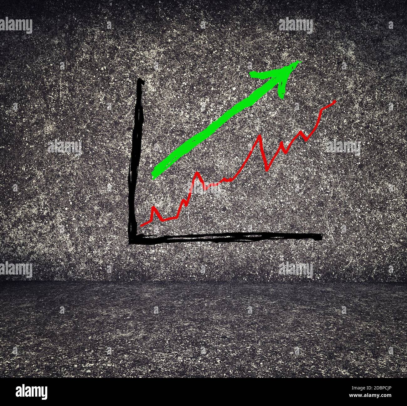 graph painted on abstract concrete background wall Stock Photo