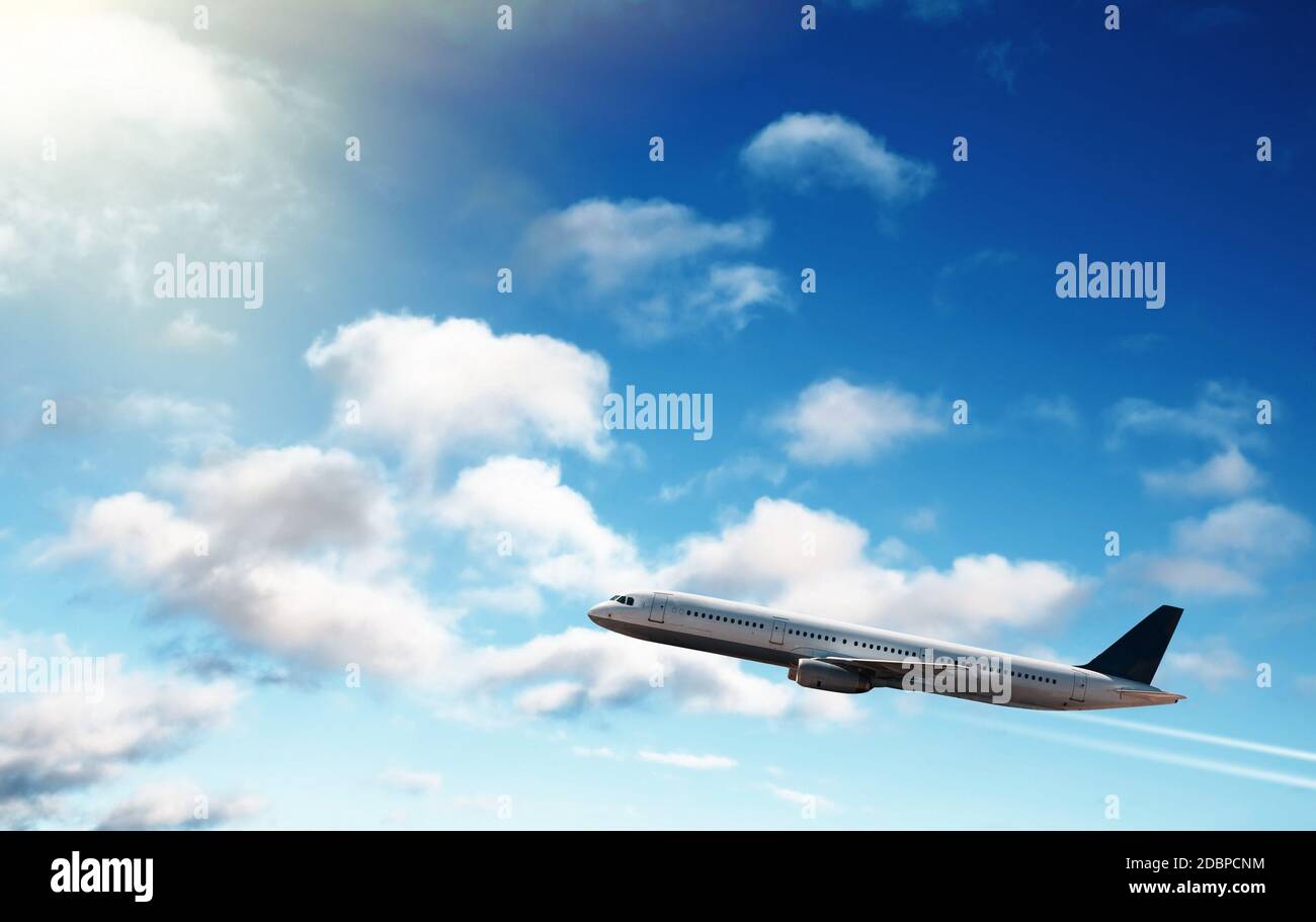 airplane in the blue sky Stock Photo - Alamy