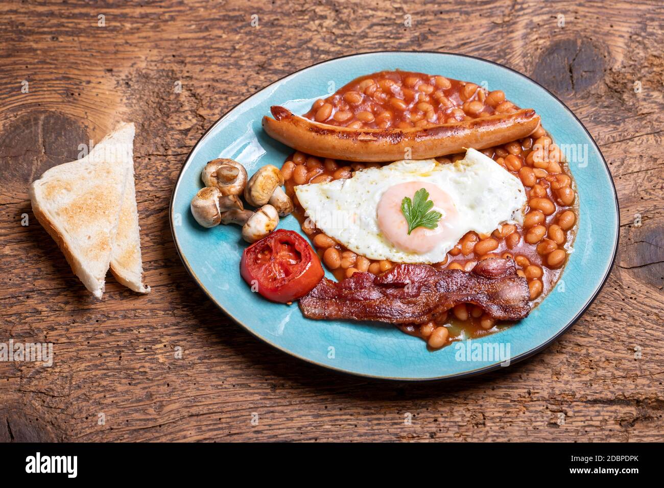 full englisch breakfast on a plate Stock Photo