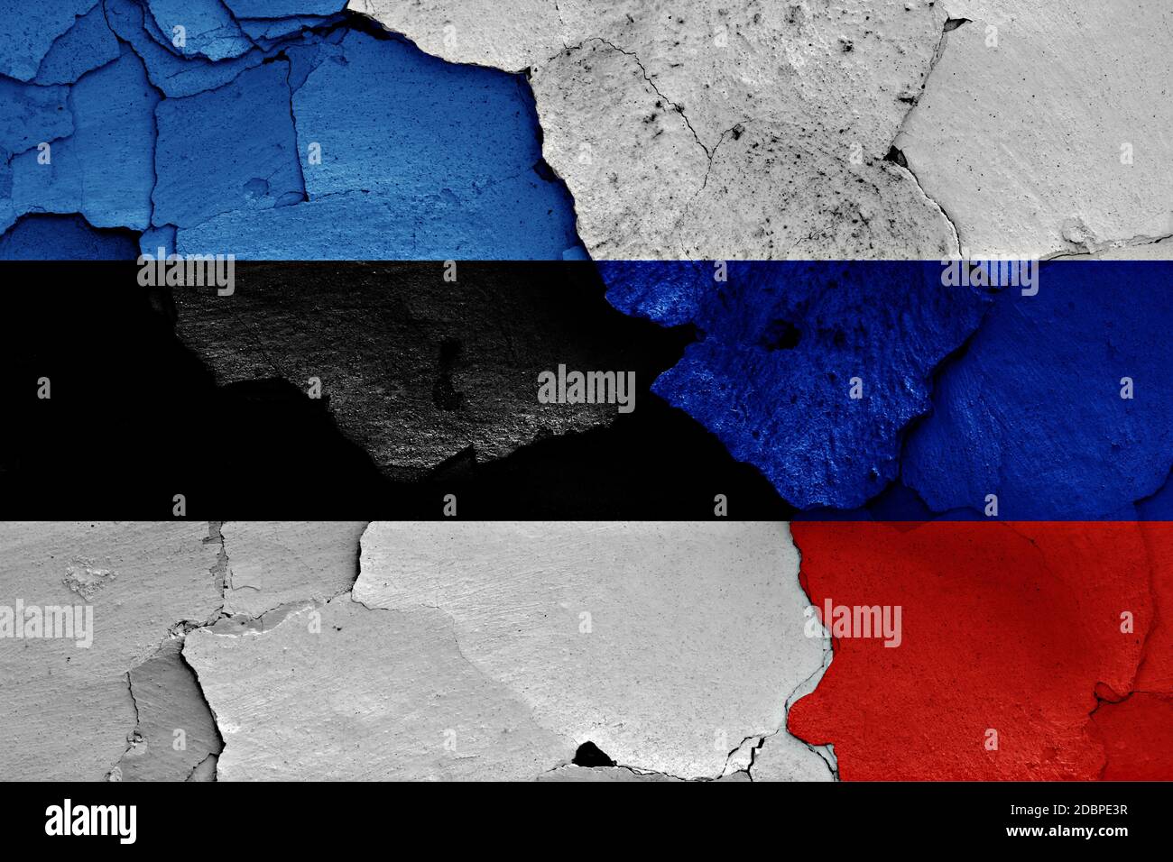 flags of Estonia and Russia painted on cracked wall Stock Photo - Alamy