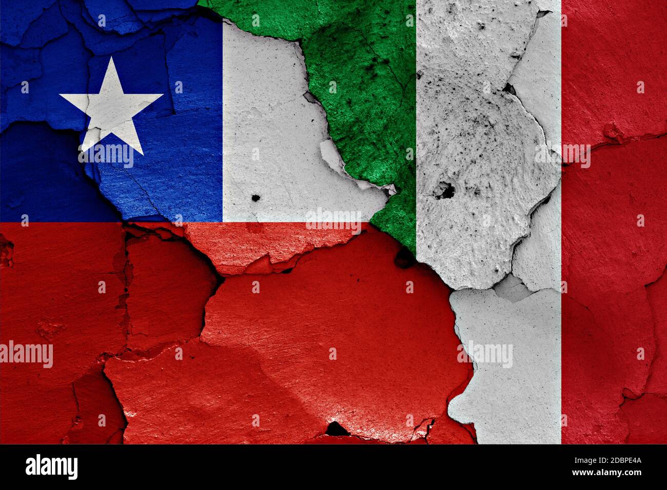 flags of Chile and Italy painted on cracked wall Stock Photo - Alamy
