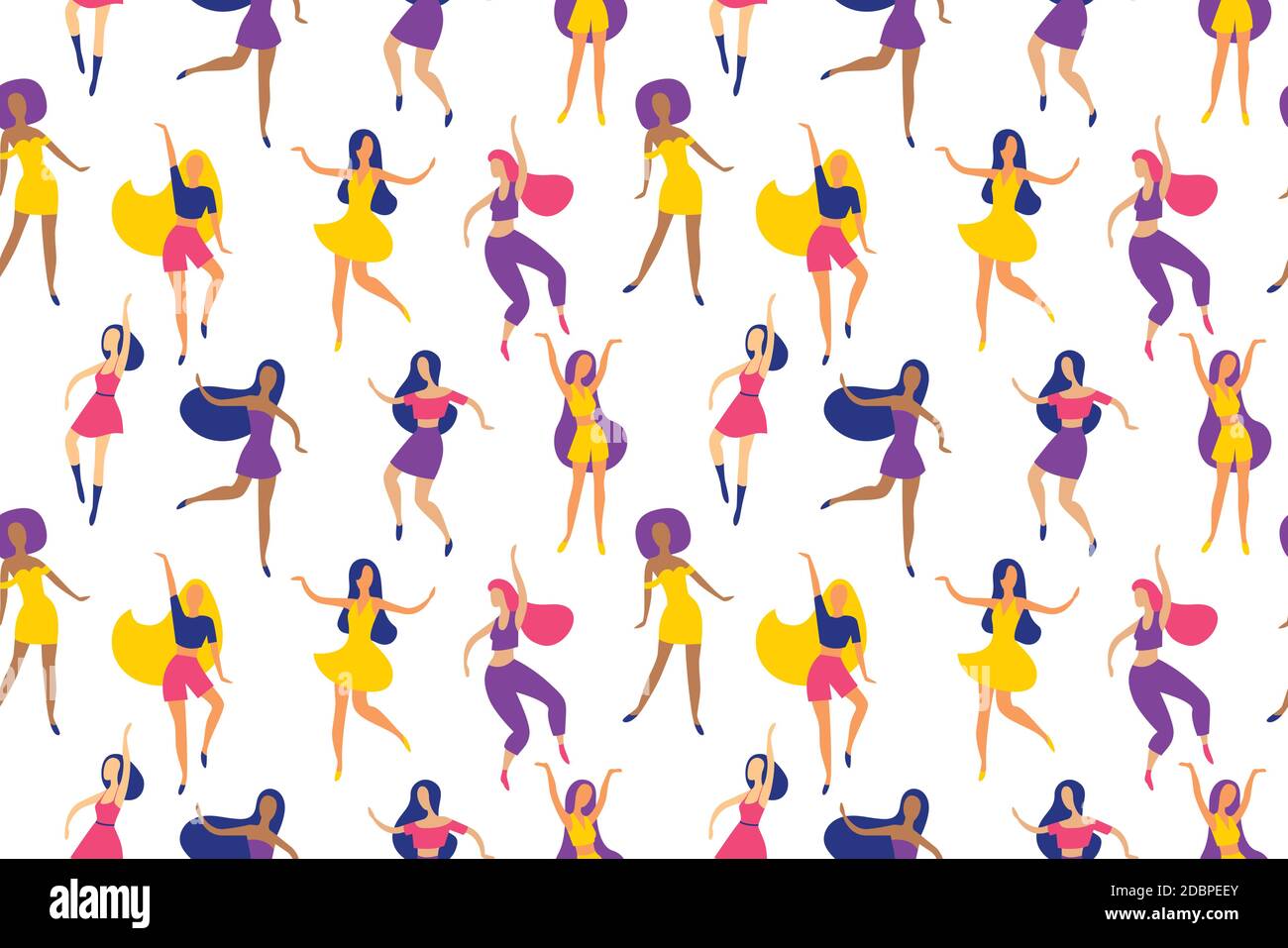 Vector Illustration Of Dancing Women Seamless Pattern Ballet Dancer