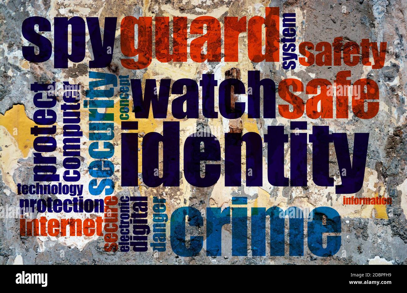 Web crime word cloud grunge concept Stock Photo