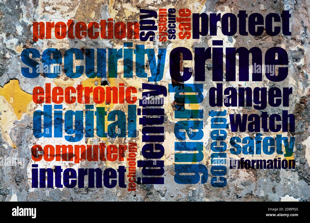 Web crime word cloud grunge concept Stock Photo