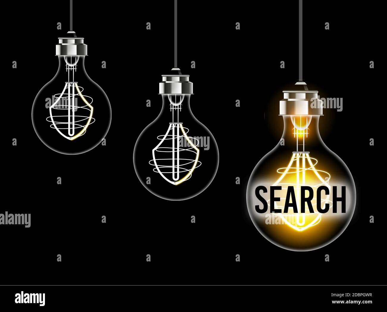 Light bulb concept turned on for research. Stock Photo