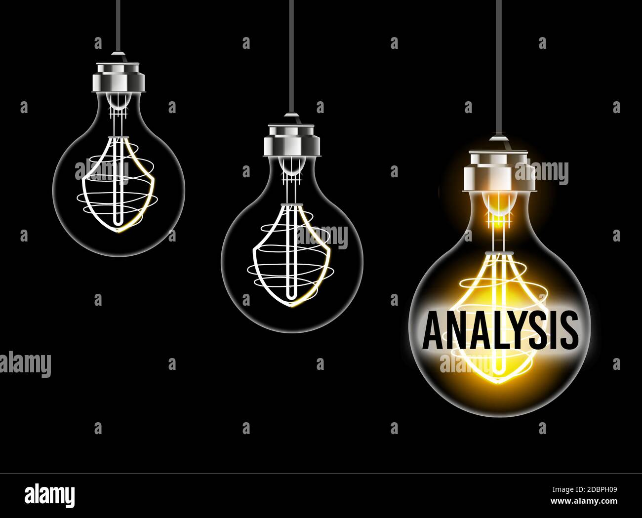 Light bulb concept on the theme of analysis Stock Photo - Alamy