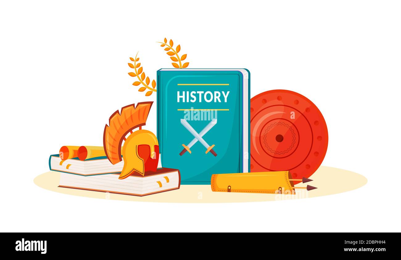History flat concept vector illustration. School subject. Historical