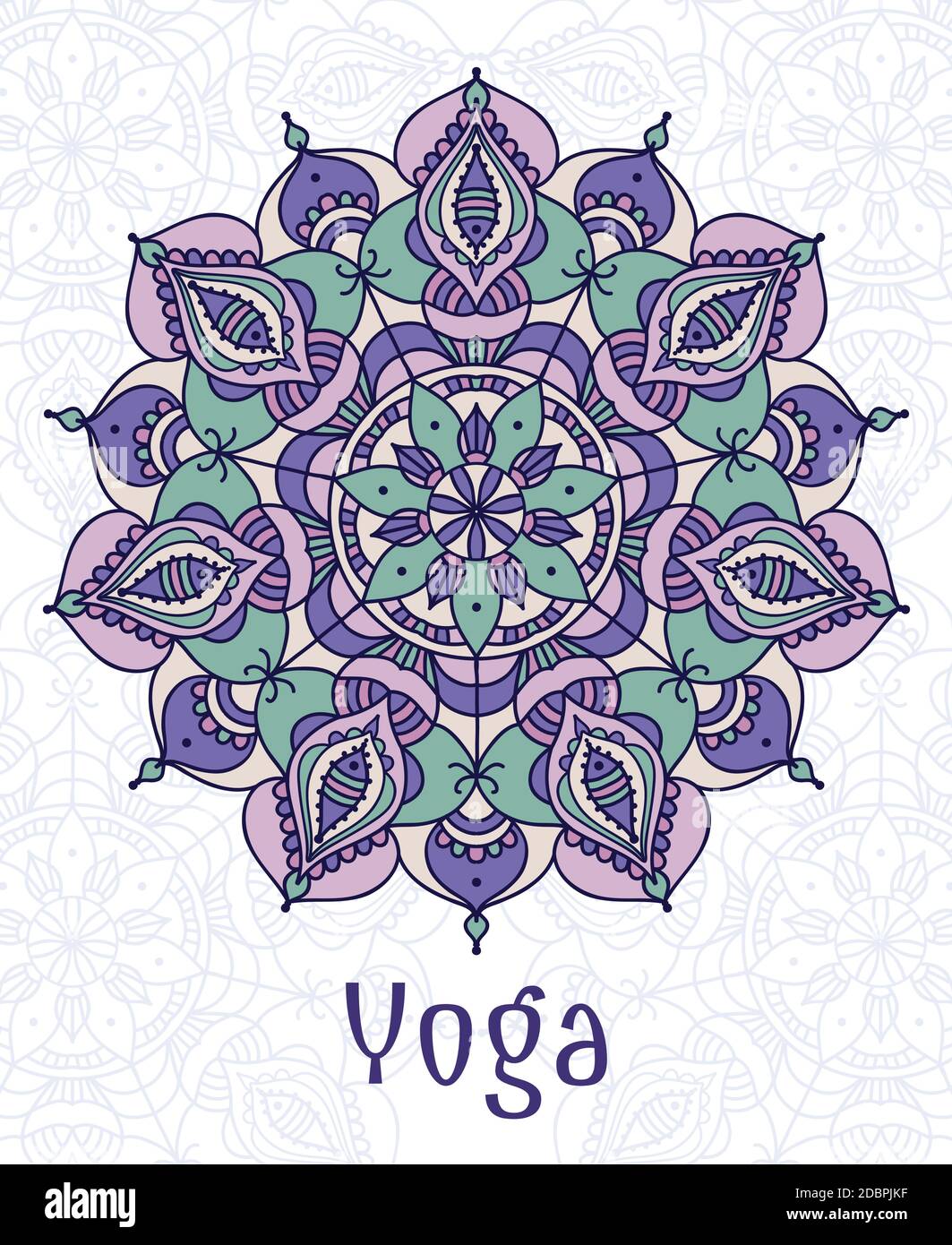 Yoga circular mandala. Design sacred spiritual lotus, balance and lifestyle, relax and concentration, vector illustration Stock Vector