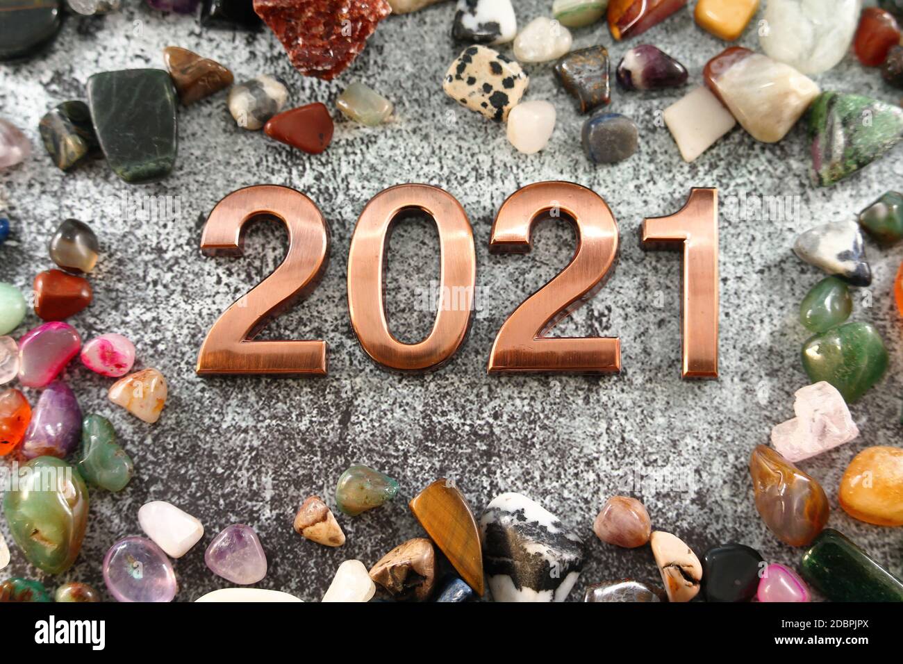 Happy New Year. The number 2021 on black background. Stock Photo