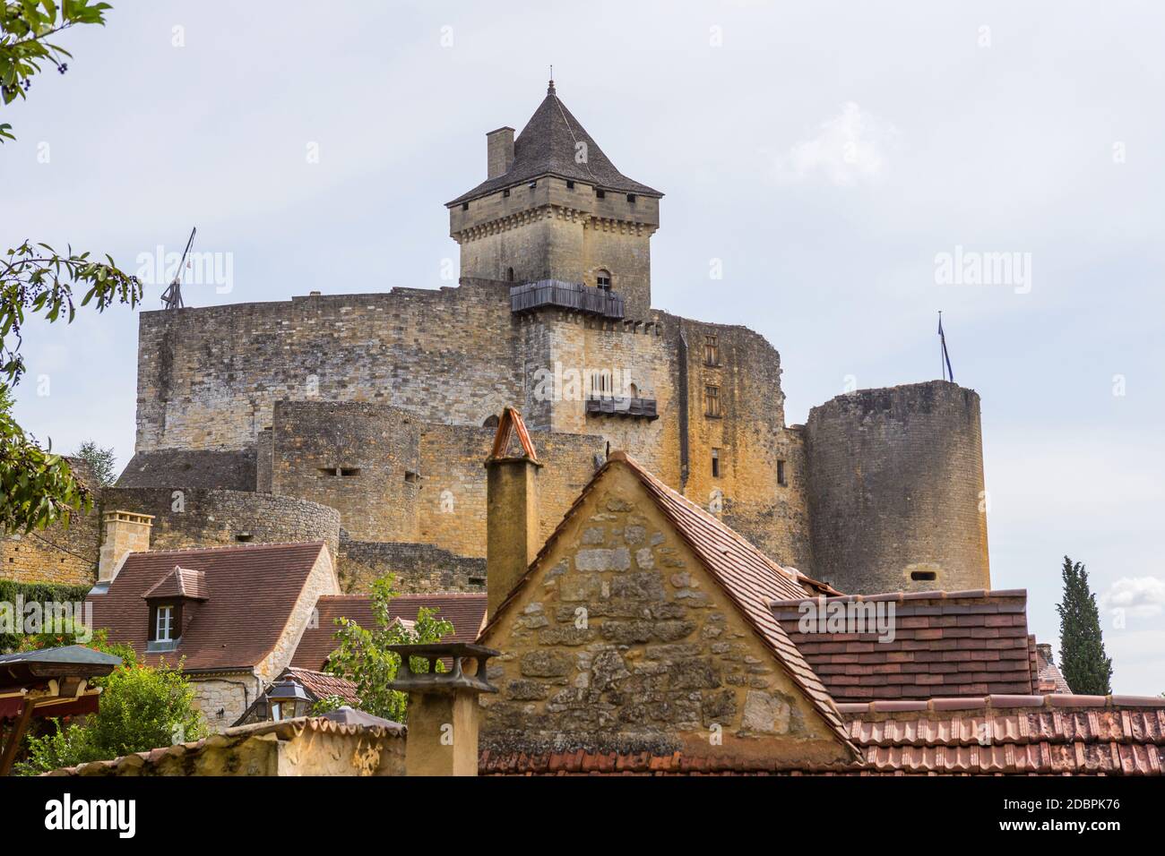 view on medieval fortress Castelnaud Castle (Chateau de Castelnaud) in ...