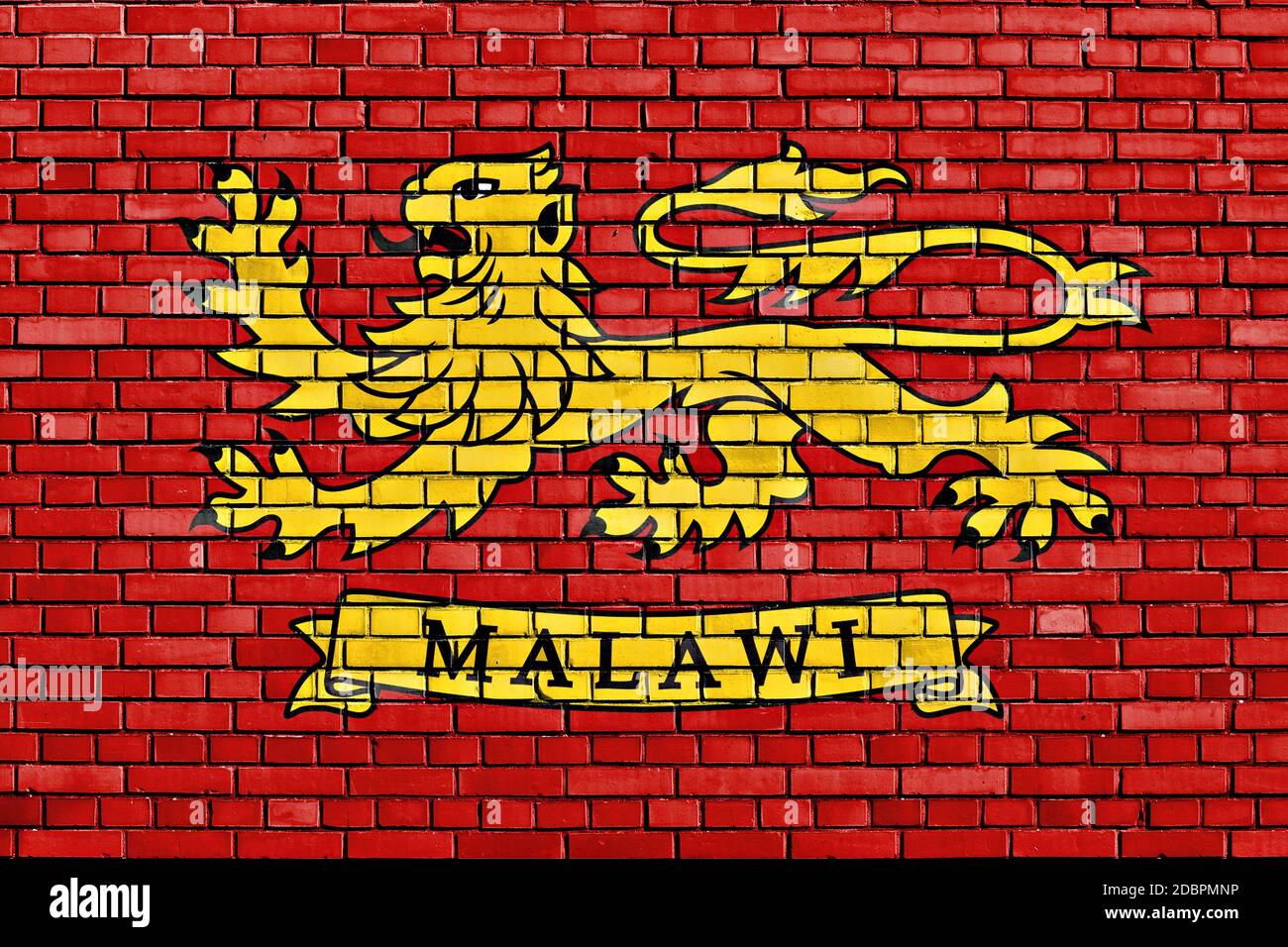 Presidential Standard of Malawi flag painted on brick wall Stock Photo ...
