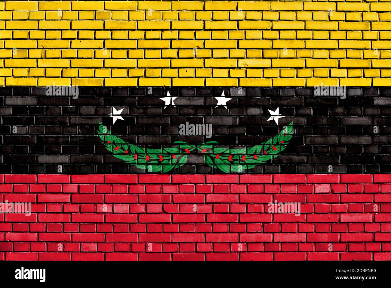 flag of Tachira state painted on brick wall Stock Photo