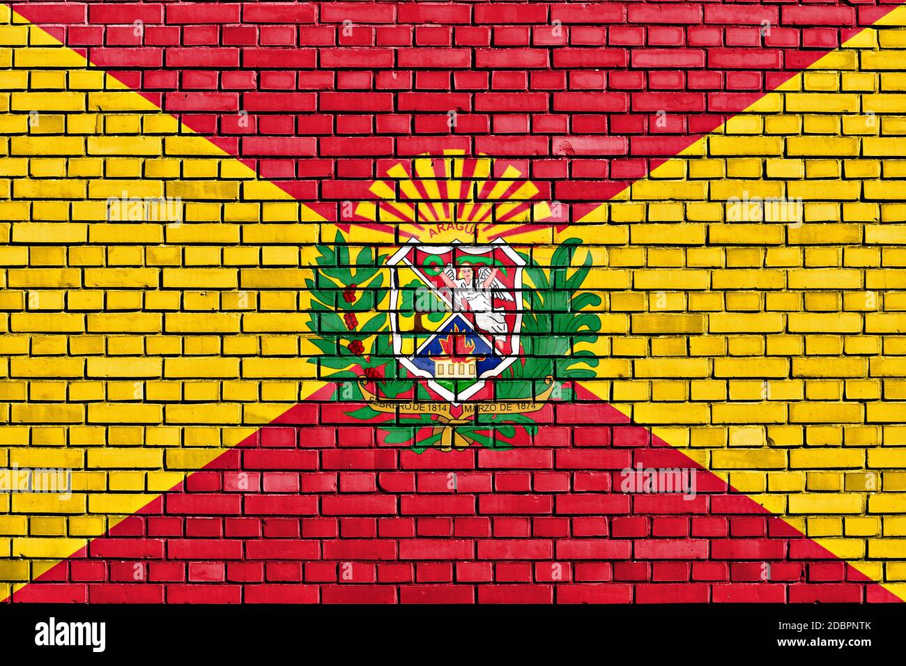 flag of Aragua State painted on brick wall Stock Photo - Alamy