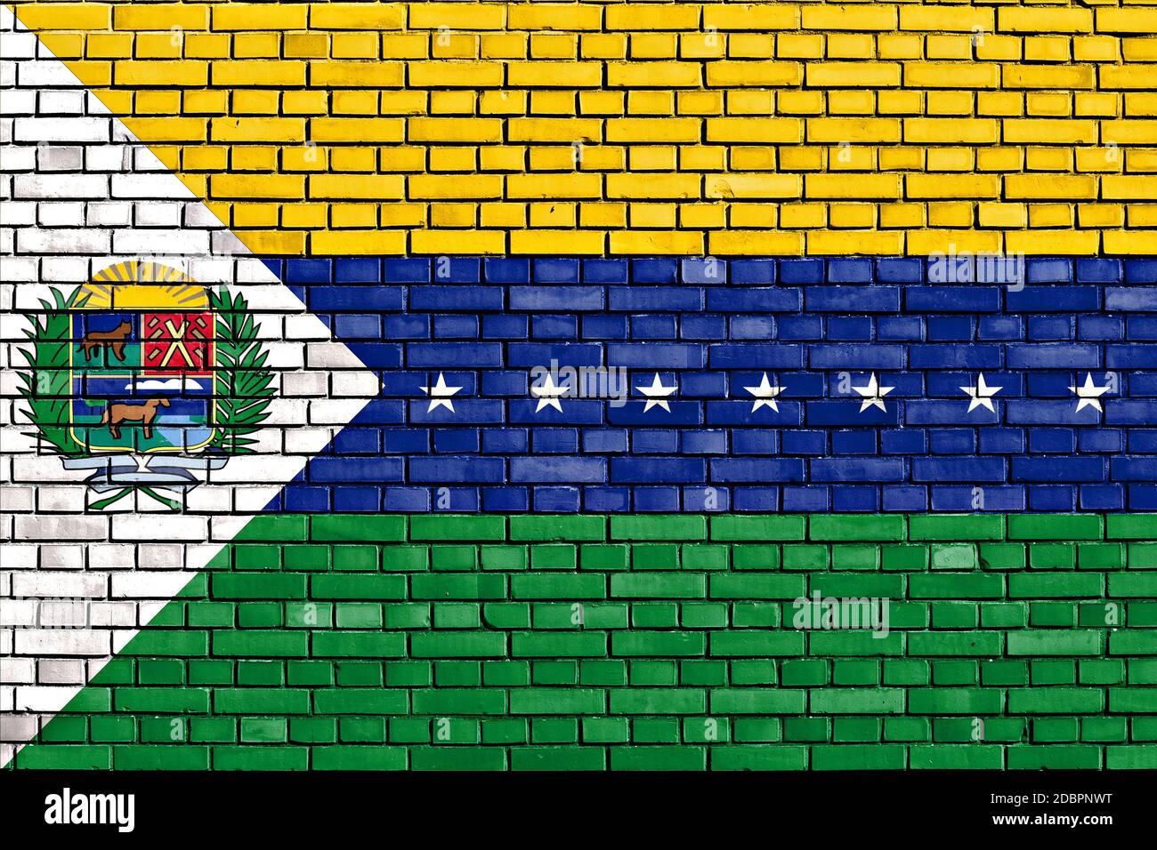 flag of Apure State painted on brick wall Stock Photo