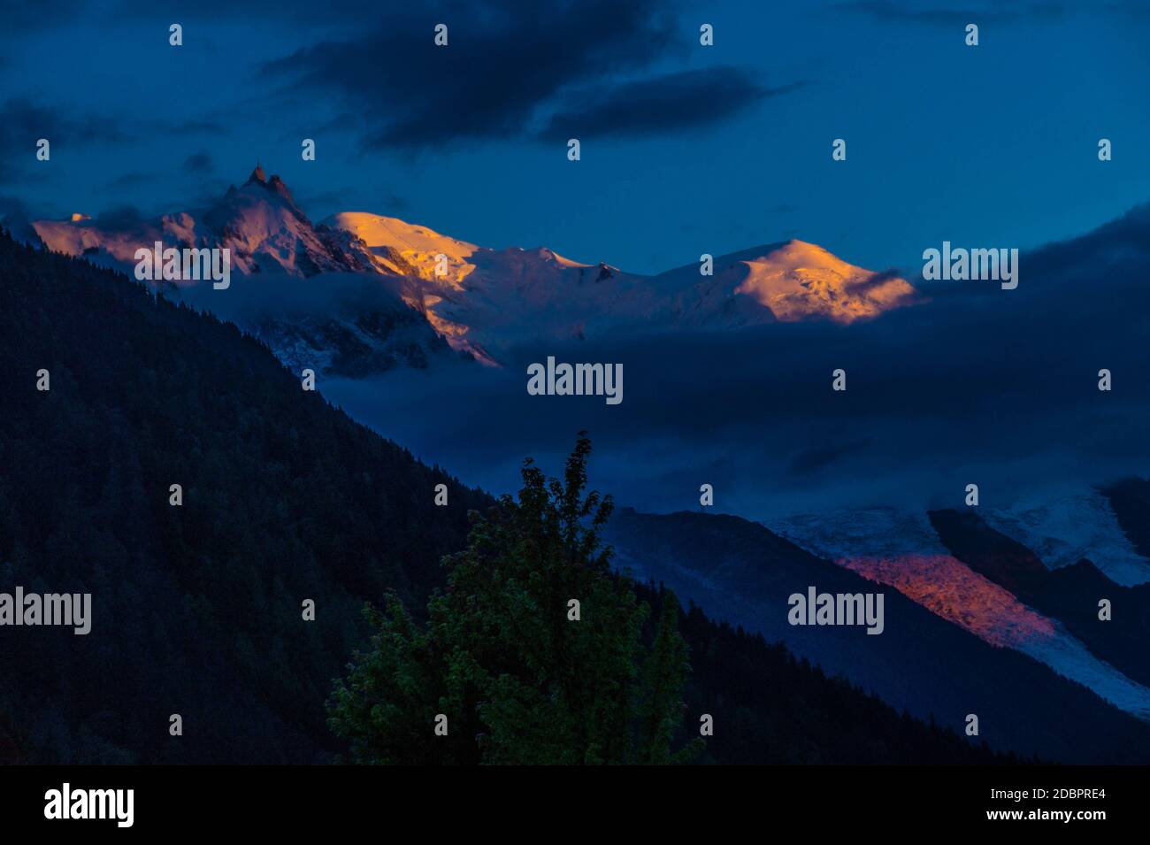 sunset on the Mont Blanc massif Stock Photo - Alamy