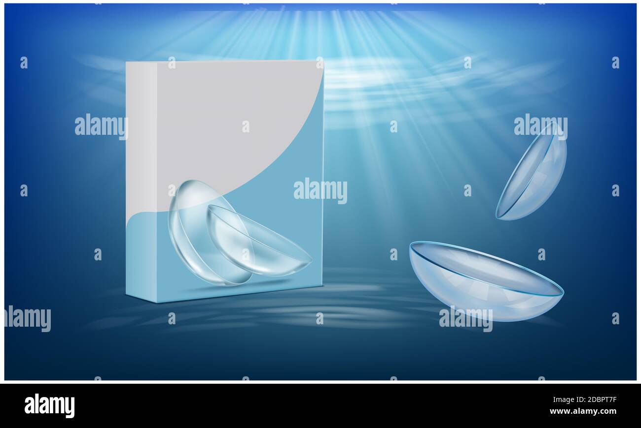 mock up illustration of contact lens packaging on abstract background ...