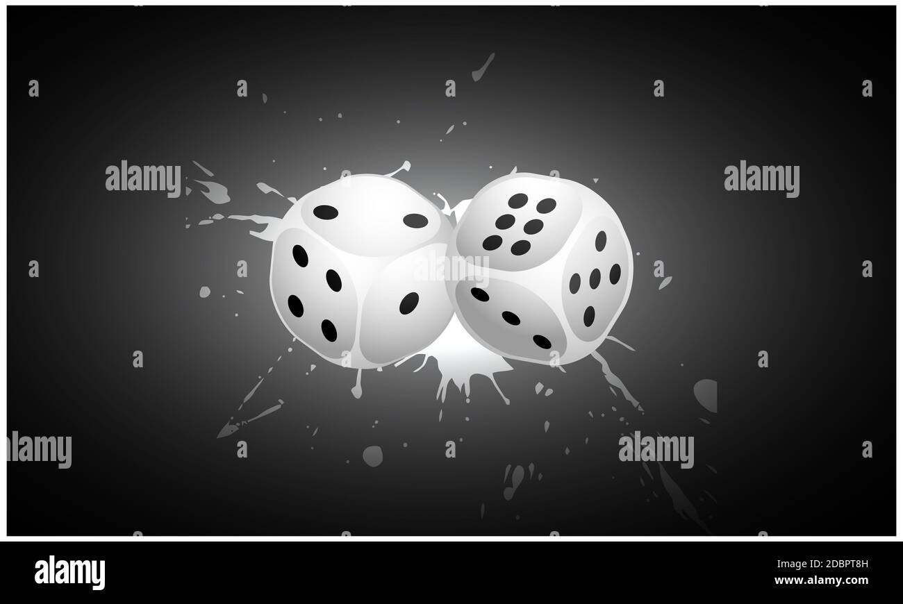 two dices on abstract dark background Stock Photo