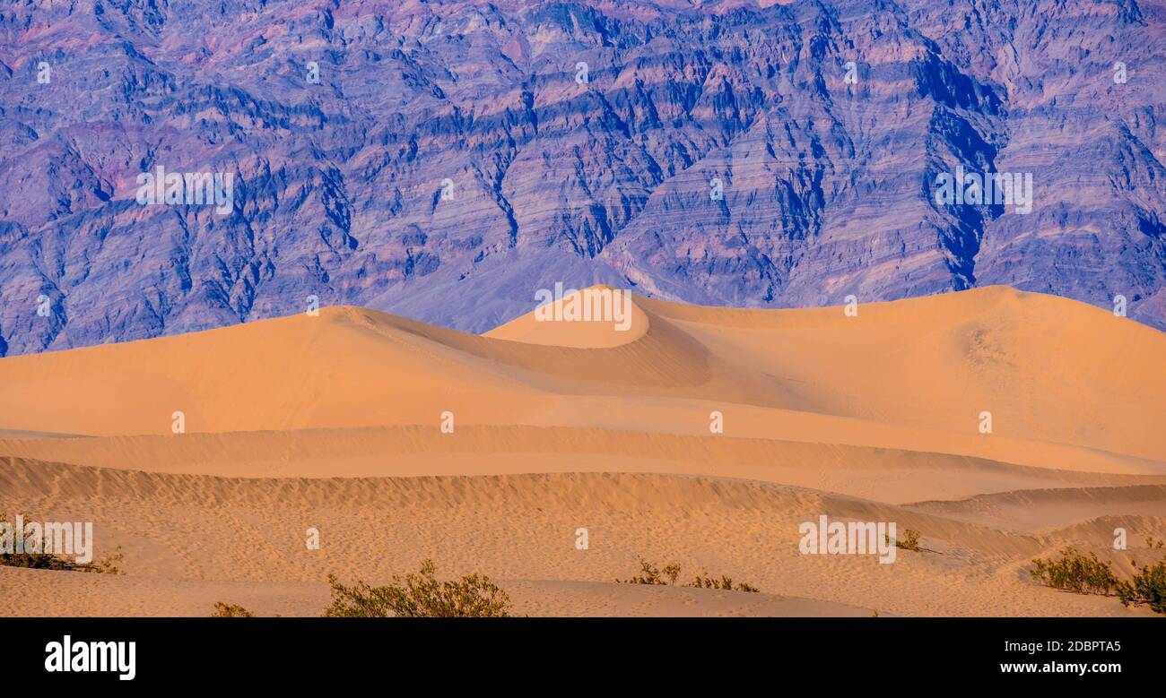 Sand Dunes at Death Valley National Park - Mesquite Flat Sand Dunes - USA 2017 Stock Photo