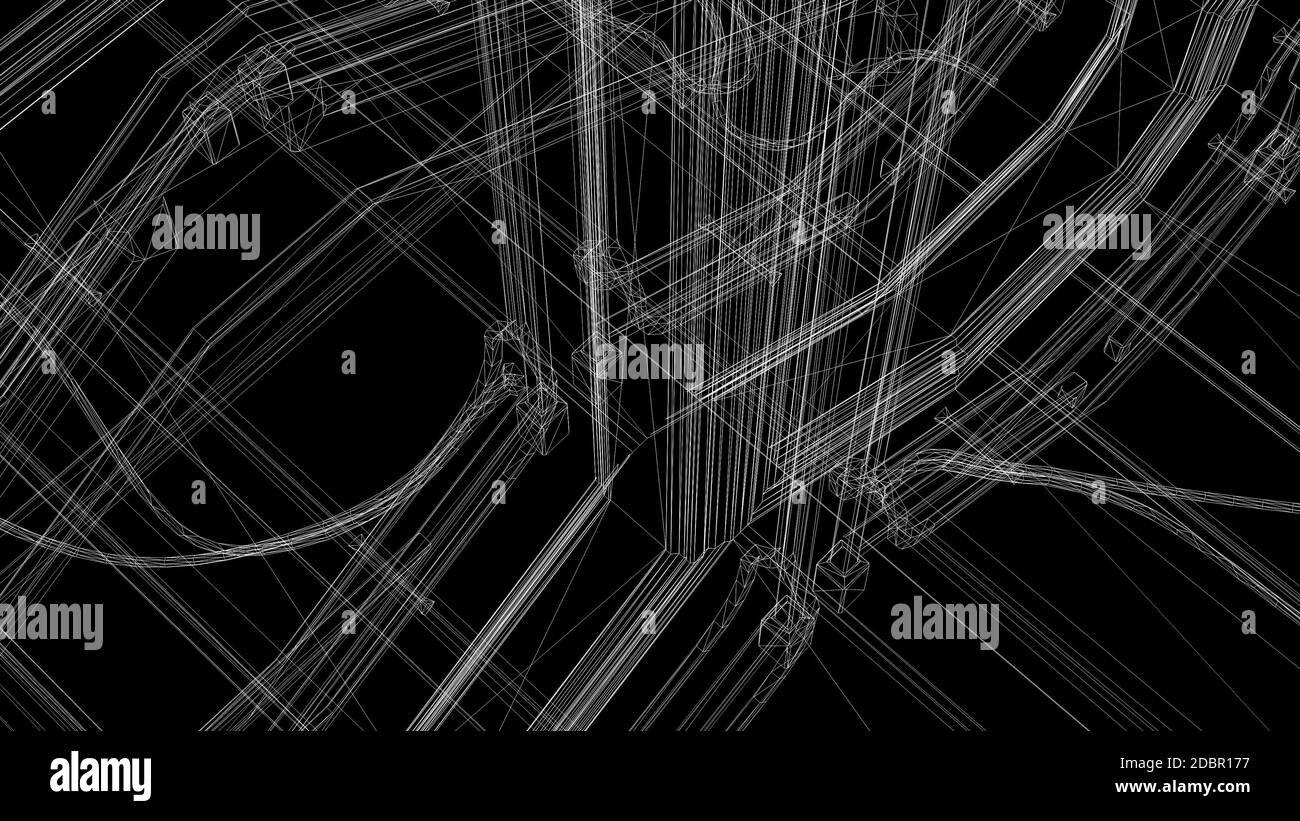 3d rendering wire frame model of industrial buildings Stock Photo Alamy