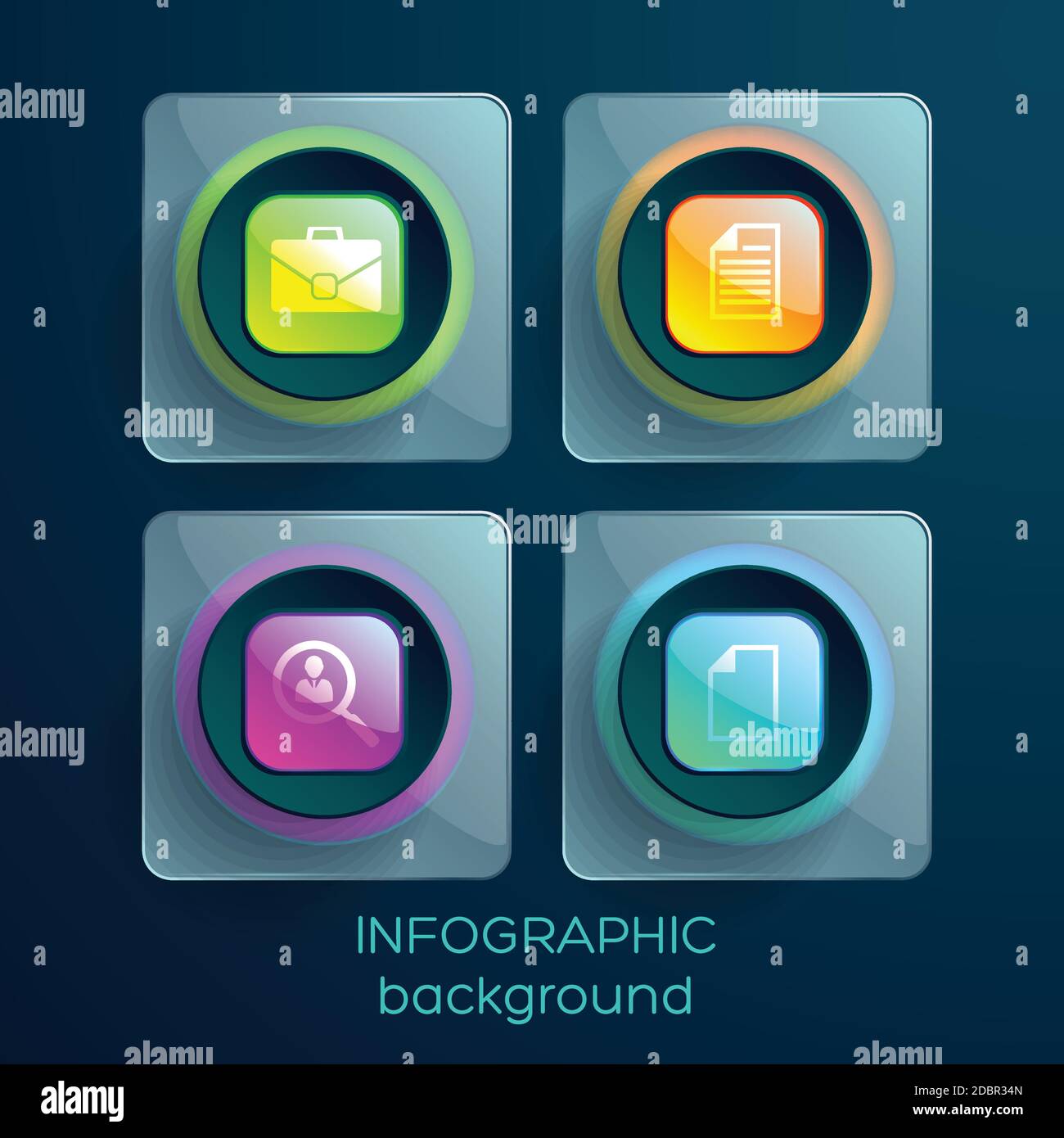 Business web design elements with icons colorful glossy squares and ...