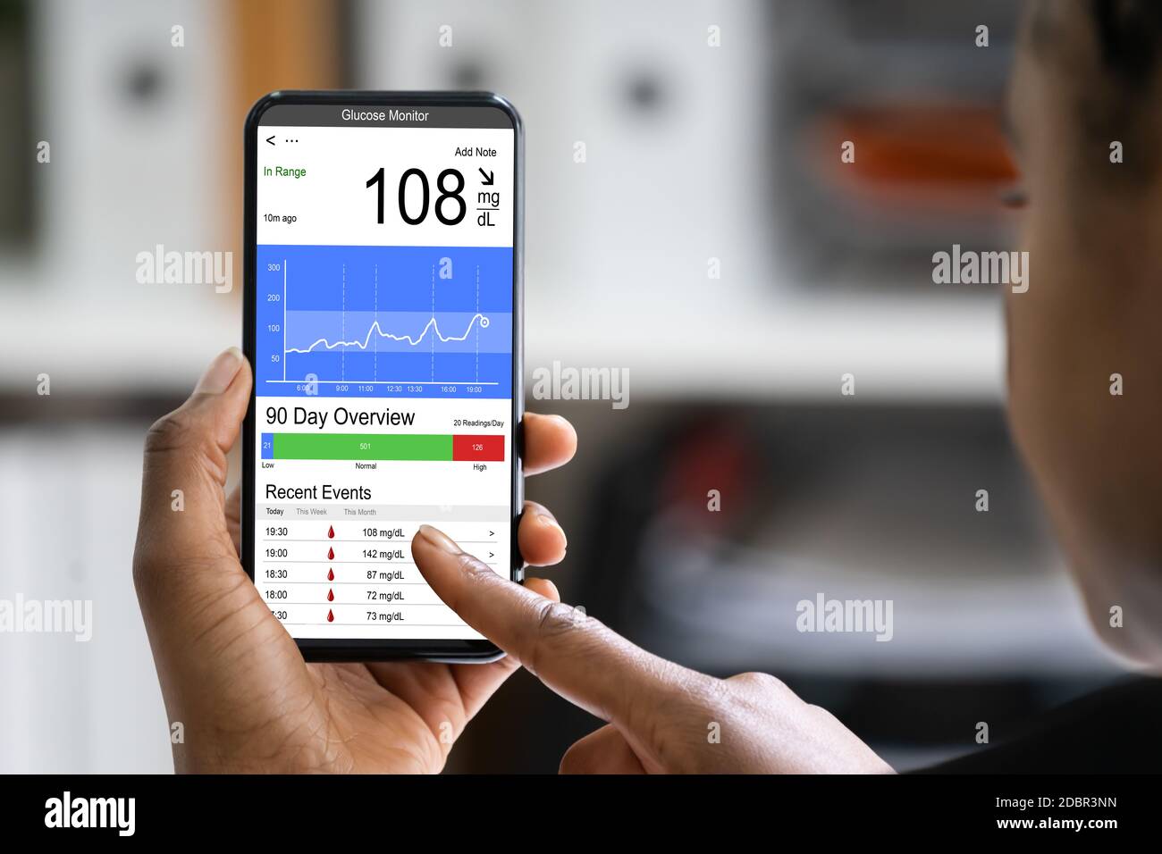 Continuous Glucose Monitor Diabetes Blood Sugar App Stock Photo Alamy
