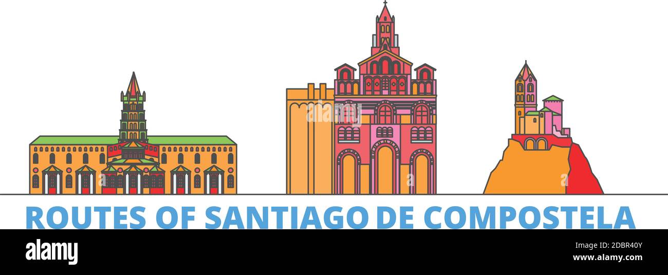 France Routes Of Santiago De Compostela Line Cityscape Flat Vector Travel City Landmark Oultine Illustration Line World Icons Stock Vector Image Art Alamy
