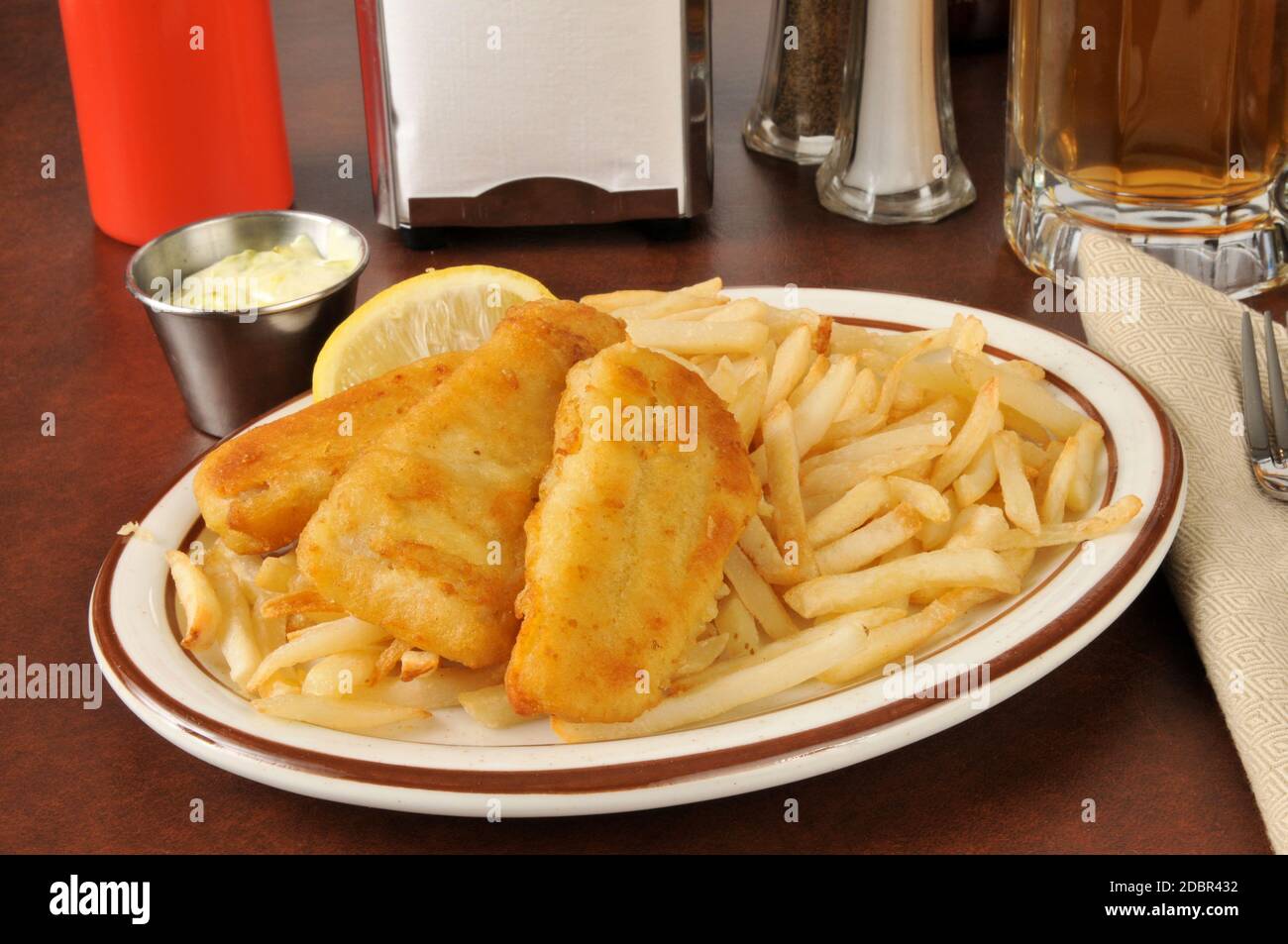 Beer battered fish sticks with french fries Stock Photo Alamy