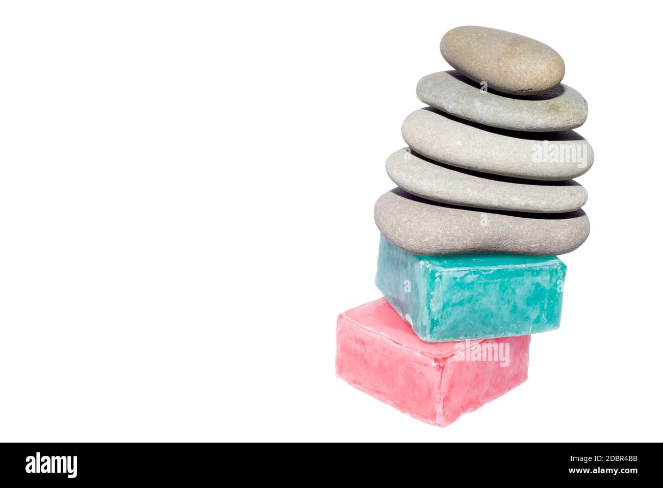 soaps off various shades with grey sone pebbles Stock Photo