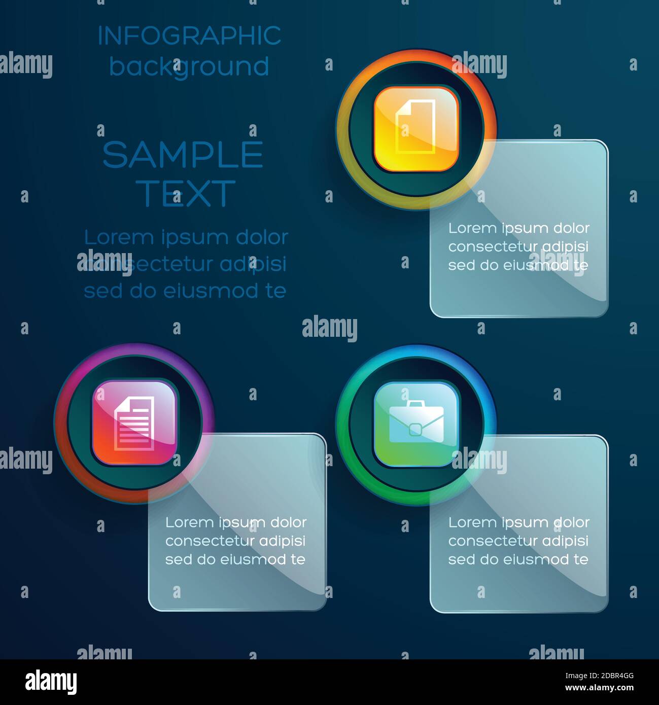 Web infographic template with business icons colorful glossy buttons ...