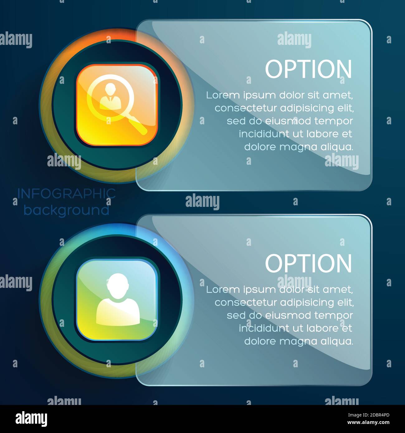 Infographic background concept with two divided glossy frames of ...