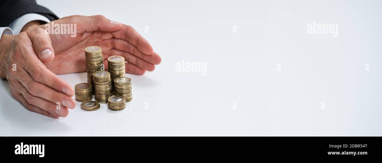 Safe Budget And Save Business Money Employee Protecting Salary Stock