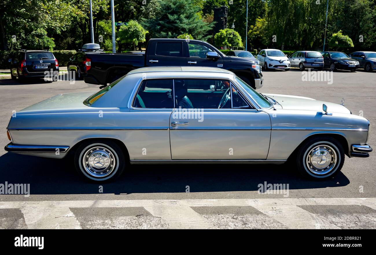 Bucharest, Romania - August 30, 2020 An old Mercedes-Benz W114/W115 coupe  from the 70's is seen in a parking, in Bucharest. This image is for  editoria Stock Photo - Alamy