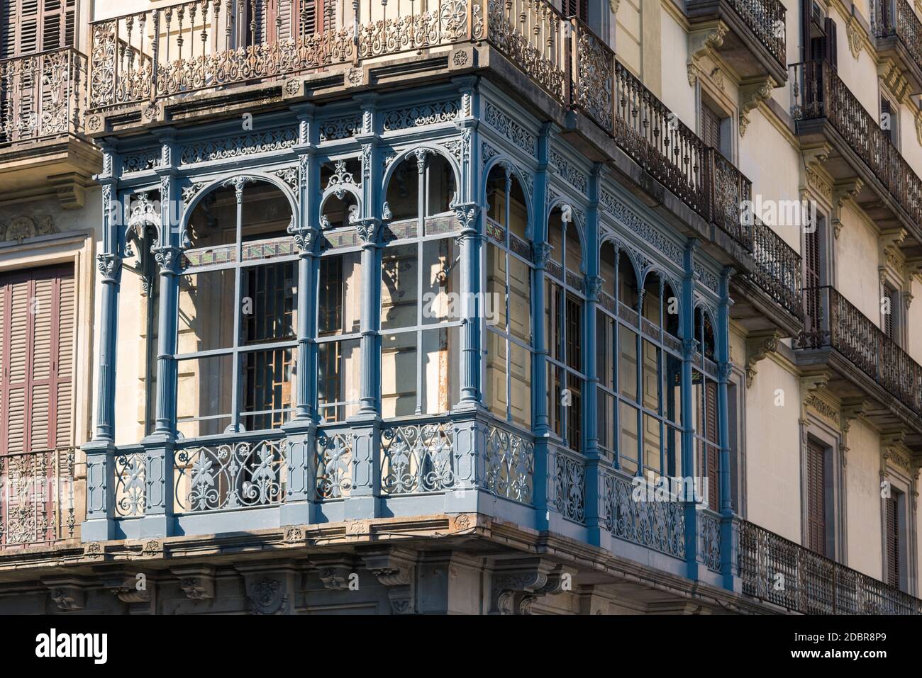 Balcony in the Sant Pere, Santa Caterina i la Ribera district Barcelona Stock Photo