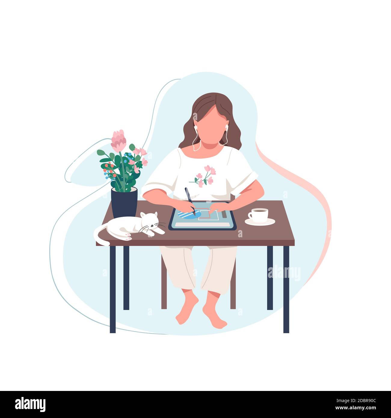 Female designer flat color vector faceless character. Woman draw on digital  tablet. Artist make artwork with device. Online tutorial isolated cartoon  Stock Photo - Alamy