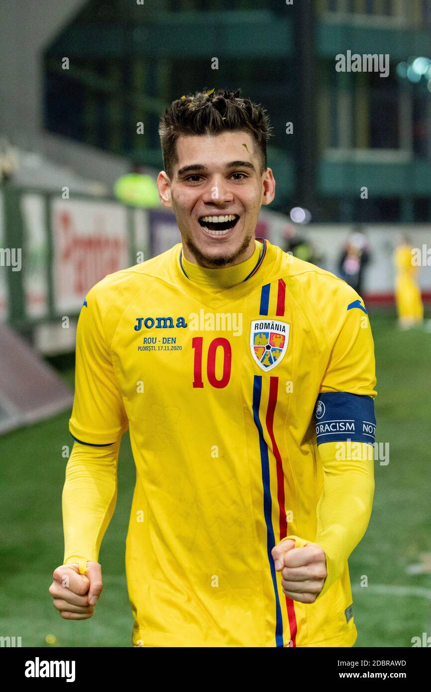 Ploiesti Romania 17th Nov 2020 Ianis Hagi 10 Of Romania Celebrating The Qualification To The European Under 21 Championship 2021 Qualifying Round Match Between The National Teams Of Romania And Denmark At Ilie