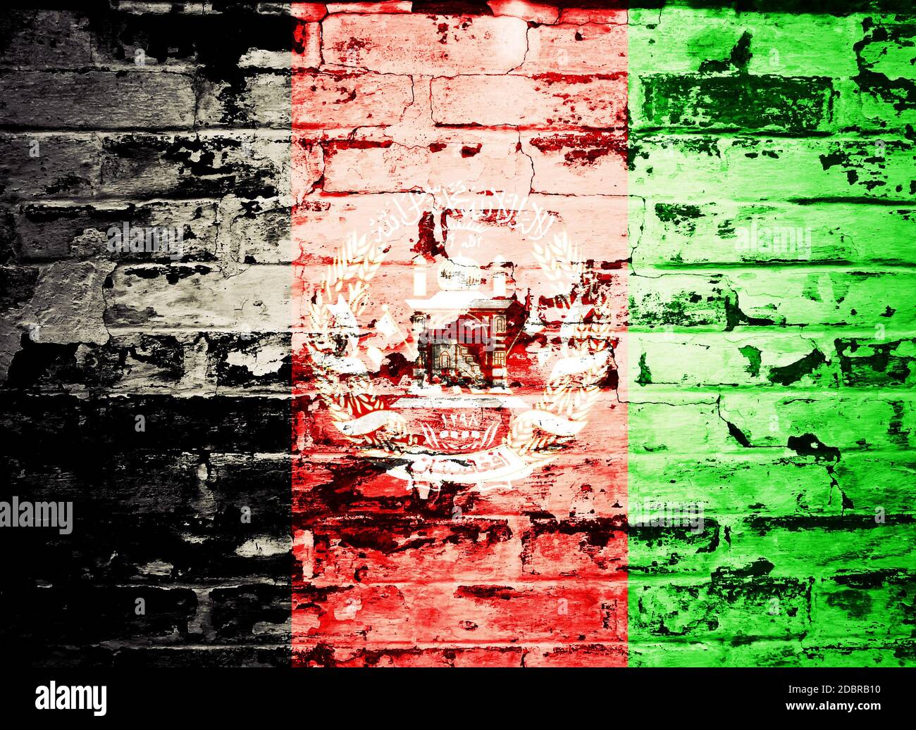 flag of Afghanistan painted on brick wall Stock Photo - Alamy