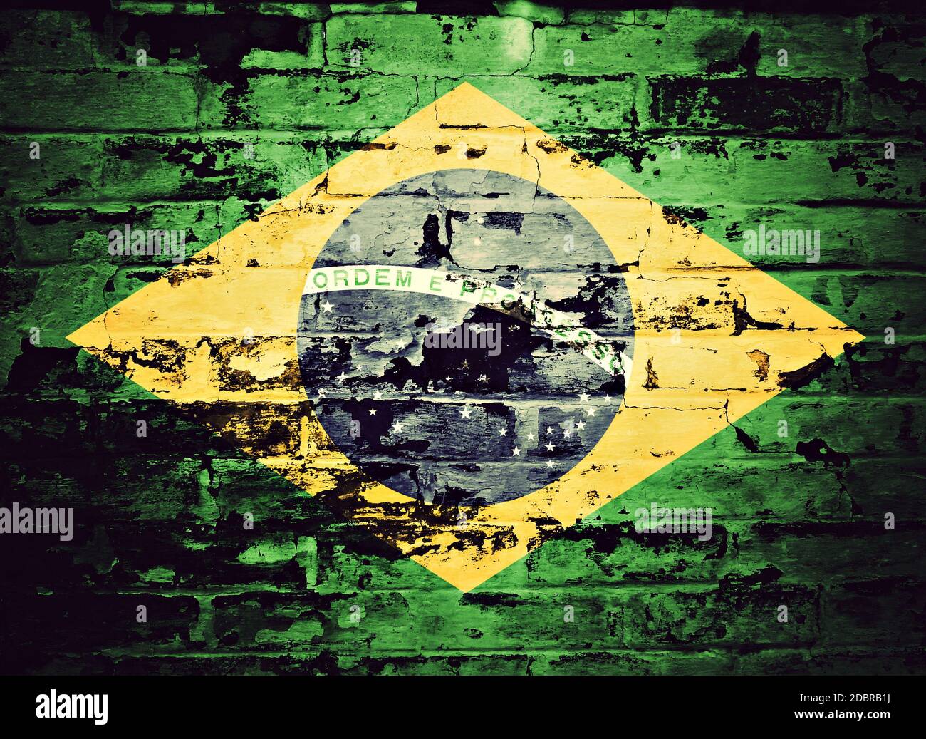 flag of Brazil painted on brick wall Stock Photo - Alamy