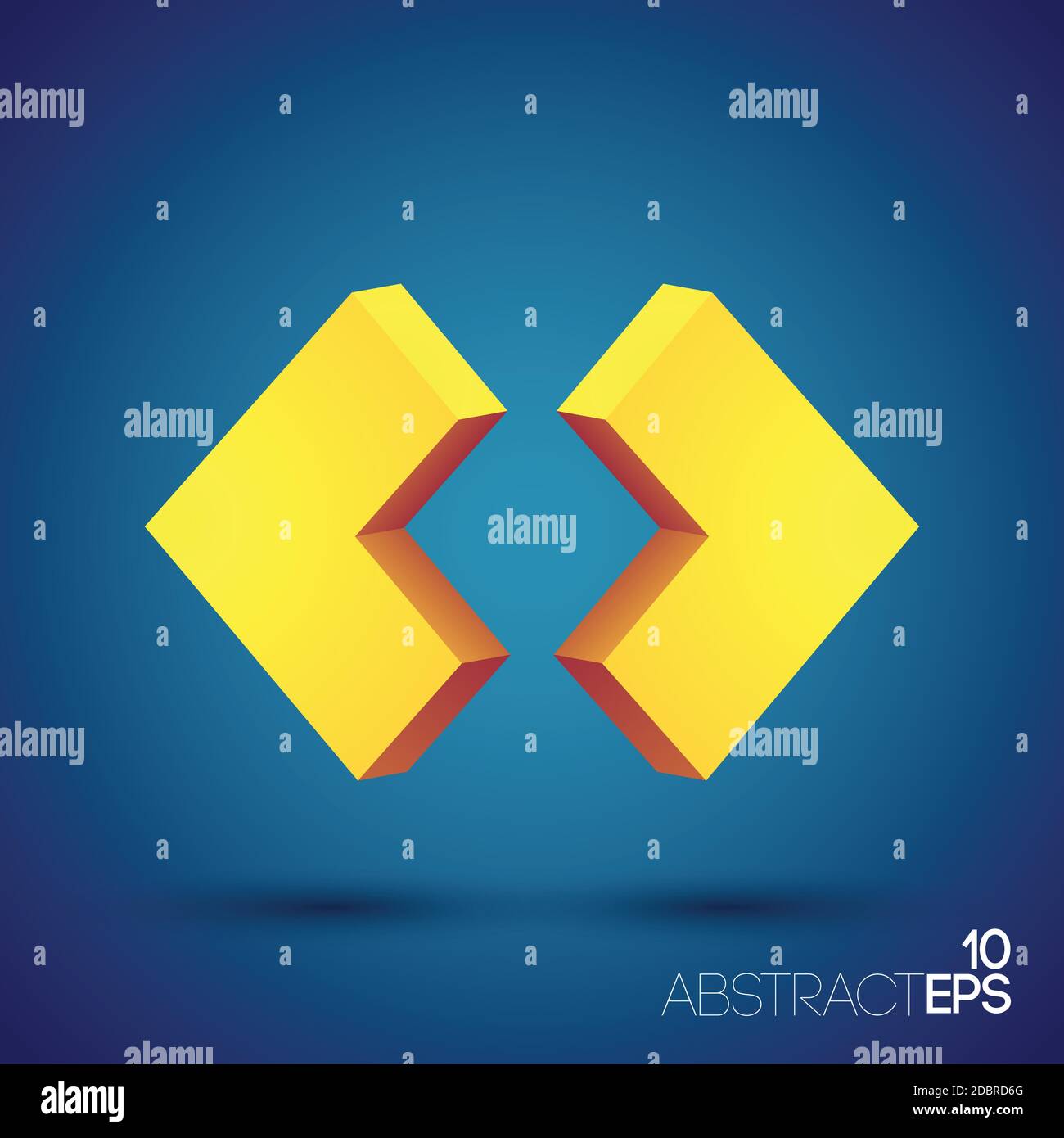 Abstract web concept with two orange 3d geometric shapes on blue ...
