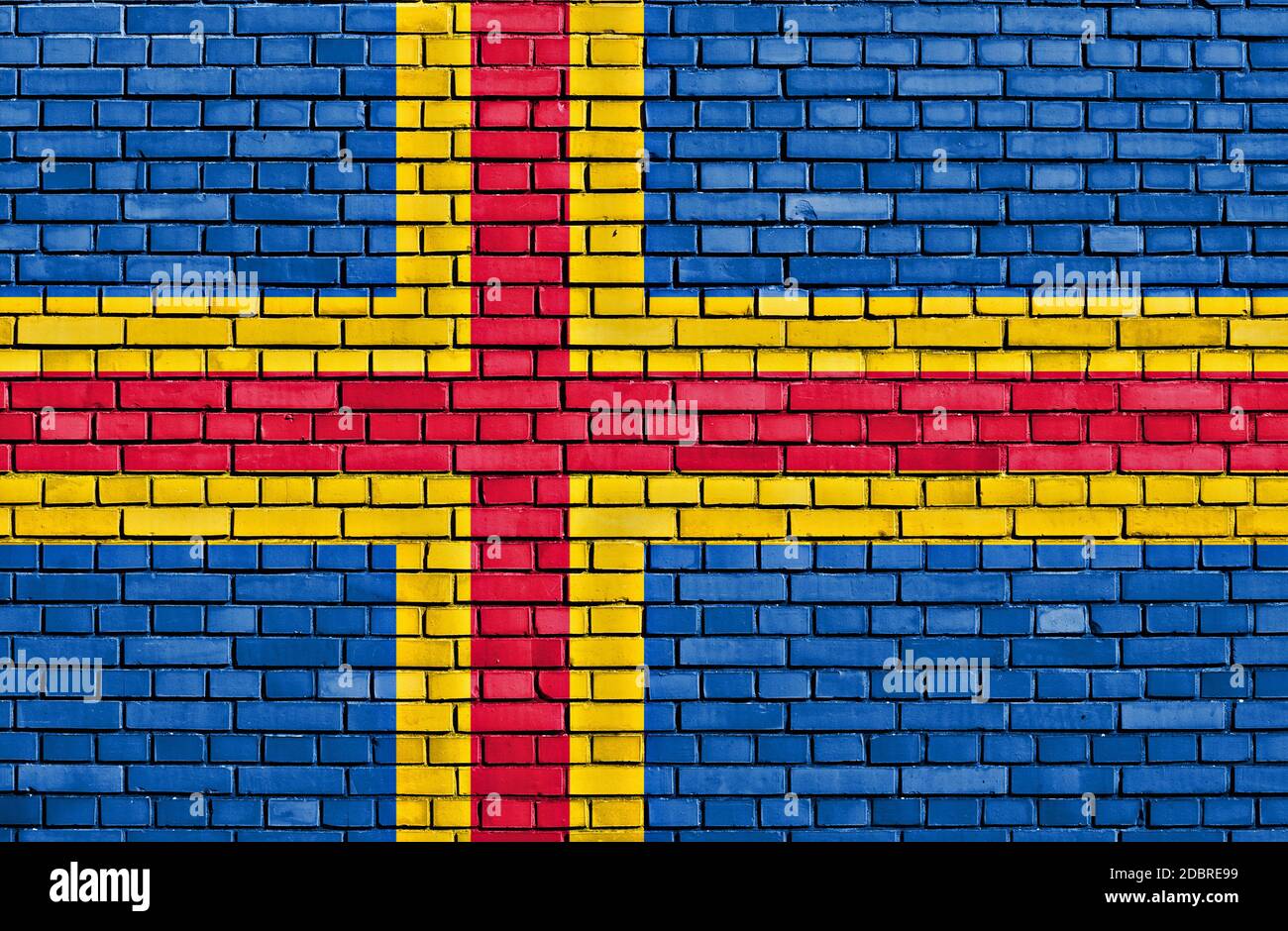 flag of Aland painted on brick wall Stock Photo - Alamy