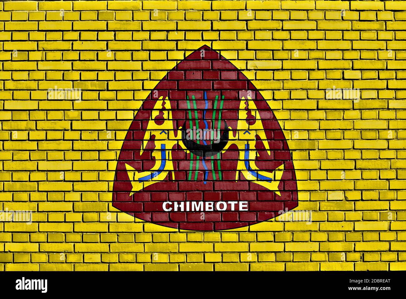 flag of Chimbote painted on brick wall Stock Photo