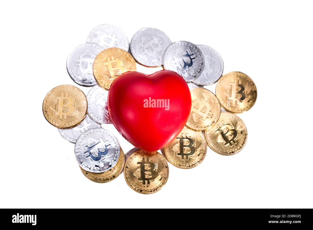 Conceptual cryptocurrency bitcoin with red heart denoting love or like  Stock Photo - Alamy