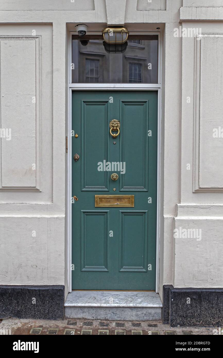 Green Entrance Door at Residential House in London Stock Photo - Alamy
