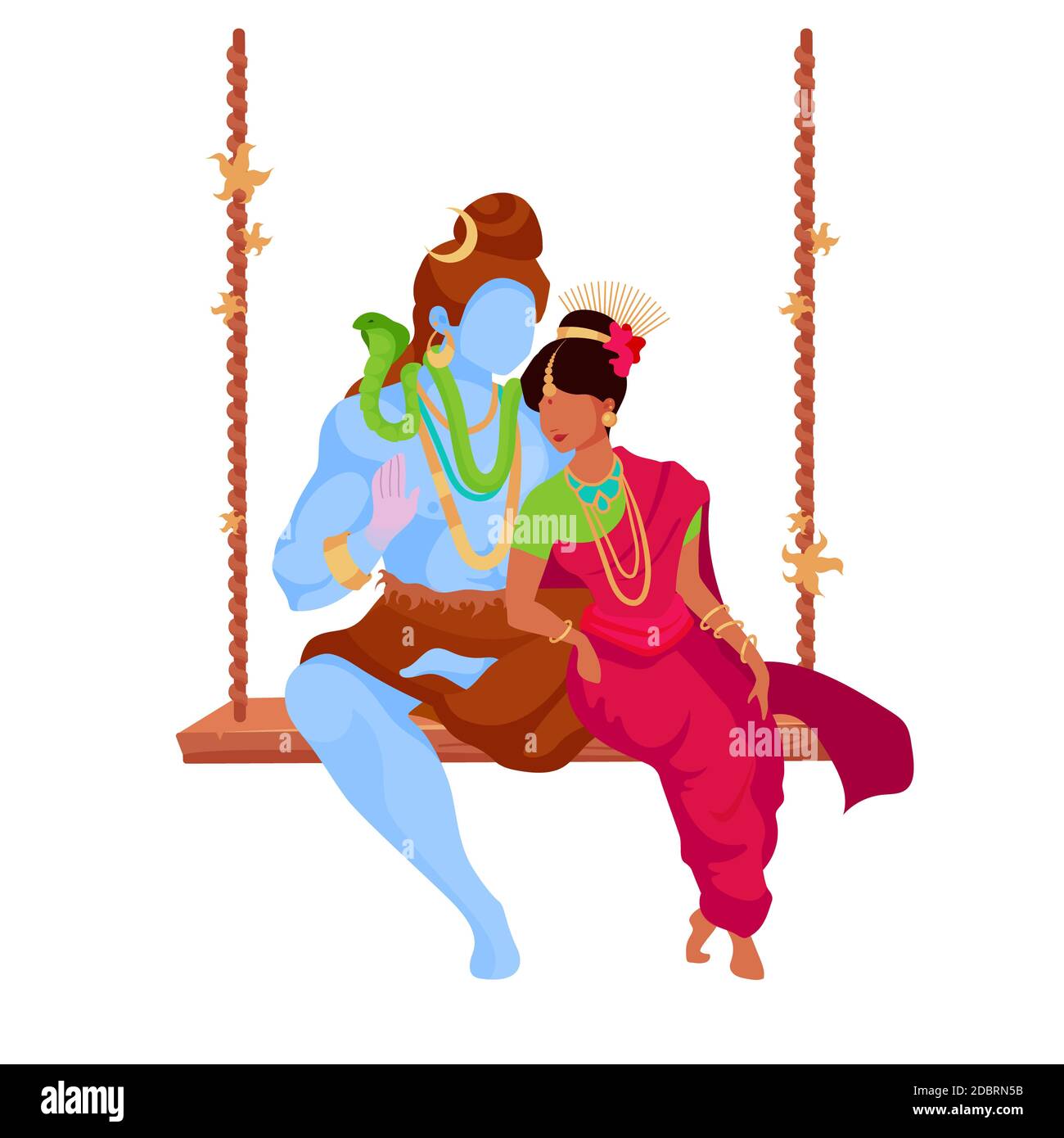 Shiva and Parvati flat color vector faceless characters. Sacred indian  couple in love. God and goddess on swing. Hindu deity isolated cartoon  illustra Stock Photo - Alamy